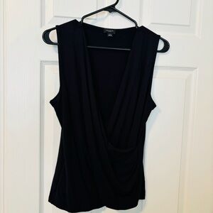 Ann Taylor Black Draped Sleeveless Blouse
